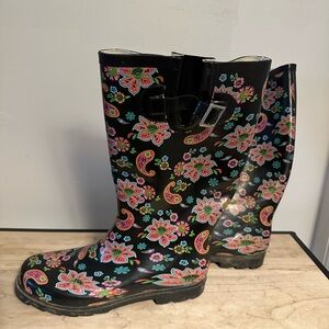 Paisley, floral rain boots